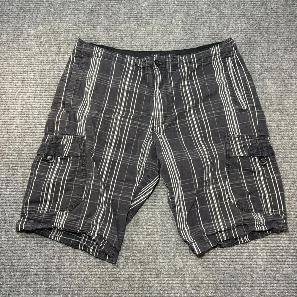 Nike The Athletic Dept Mens Black White Plaid Cargo Shorts Size Large L 36 Waist
